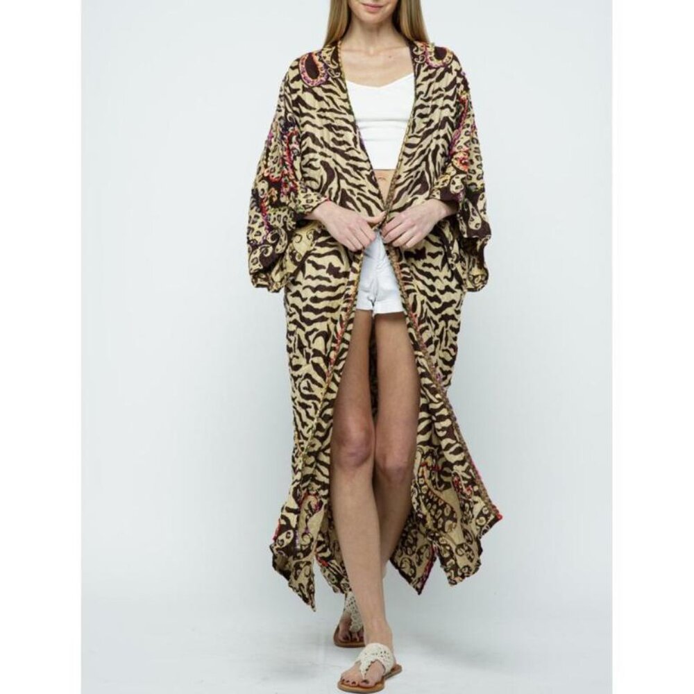 RAJ STITCH EMBROIDERED DUSTER ONE SIZE